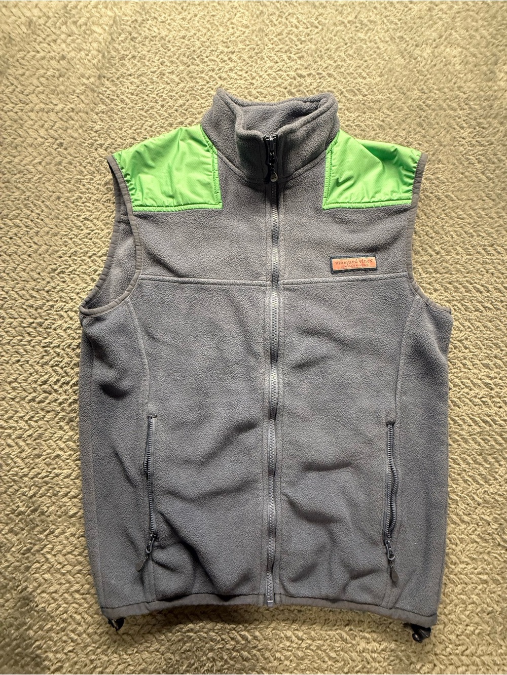 Vineyard Vines Men’s S Gray Green Colorblock Full Zip Fleece Vest Pockets
